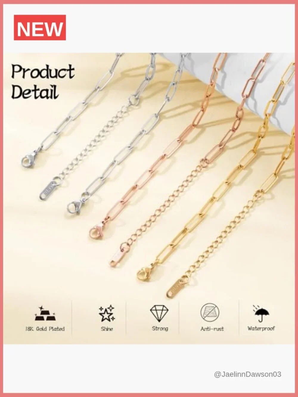 10 Piece Charm Bracelet Chain Kit for Jewelry Making, 6.3 Inch Paperclip Chain